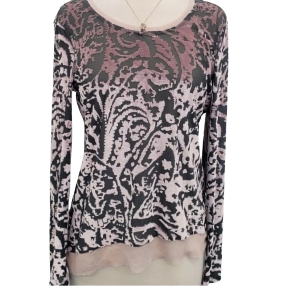 Simply Vera by Vera Wang, Long Sleeve Velvet & Sheer Blouse